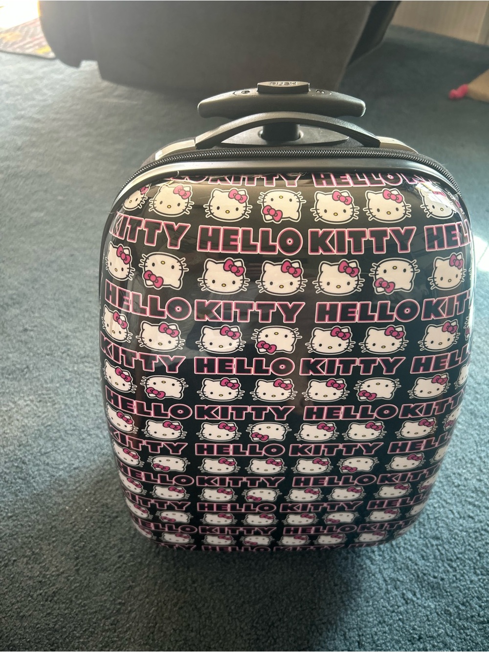 Hello Kitty Black Pink Kids Rolling Carry-On Luggage